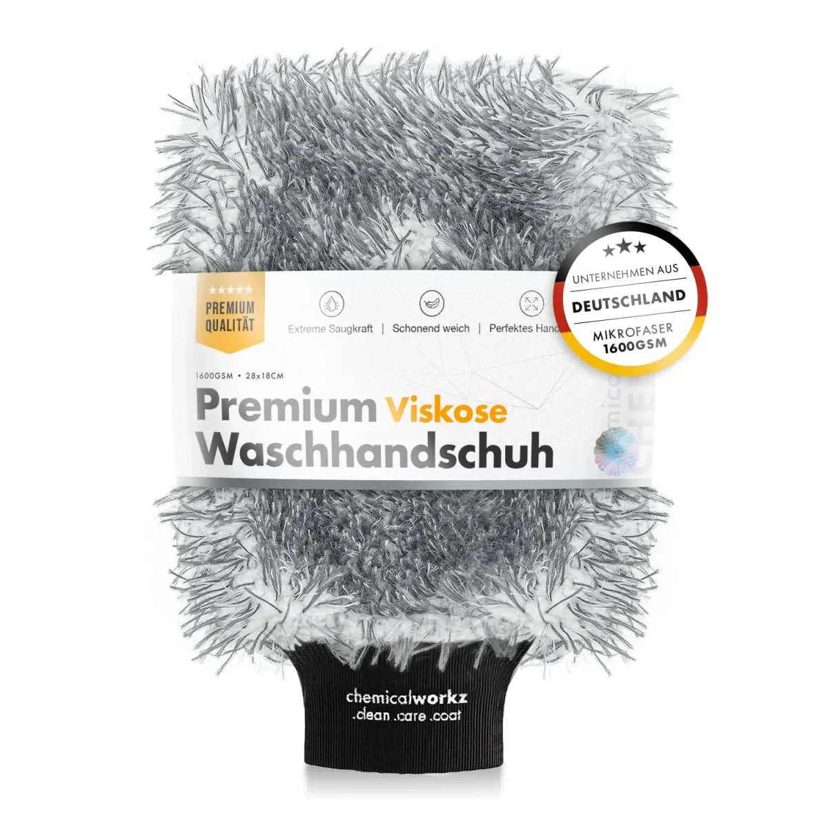 chemicalworkz Viskose Wash Mitt 1400GSM Grau 28×18×5cm