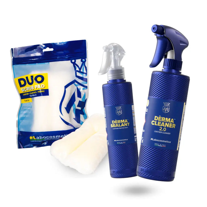 Labocosmetica Lederreiniger Lederversiegelung Set inkl. Scrub Pad Auto