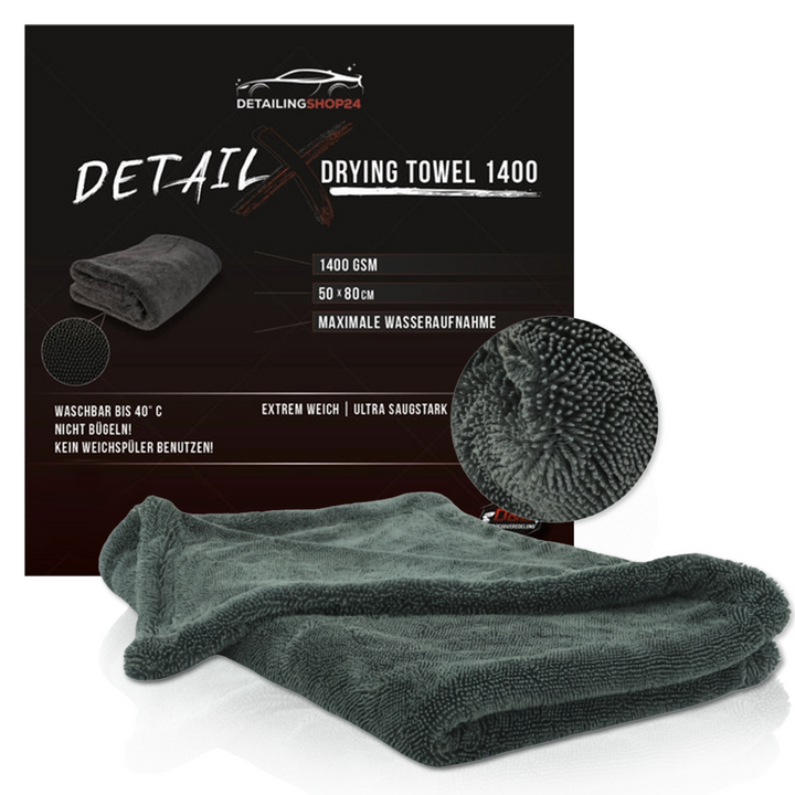 Detail X Premium Trockentuch Mikrofaser 1400 GSM 80x50cm randlos Auto