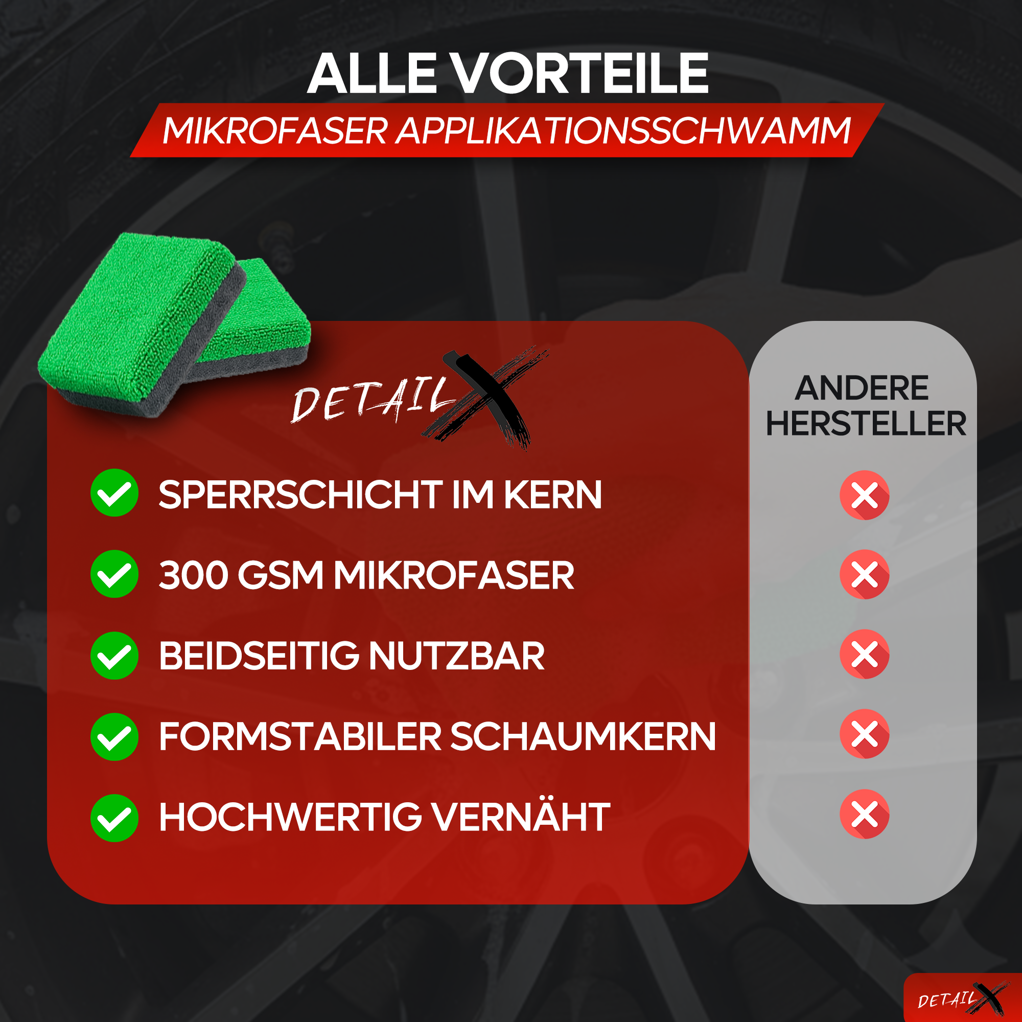 Detail X Mikrofaser Applikationsschwamm Applikator für Versiegelung Auto – Produktansicht 2