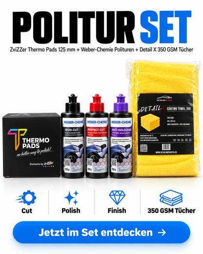 Profi Politur Set – ZviZZer 125 mm Sample Box+ Weber-Chemie Polituren + Detail X 350 GSM Tücher