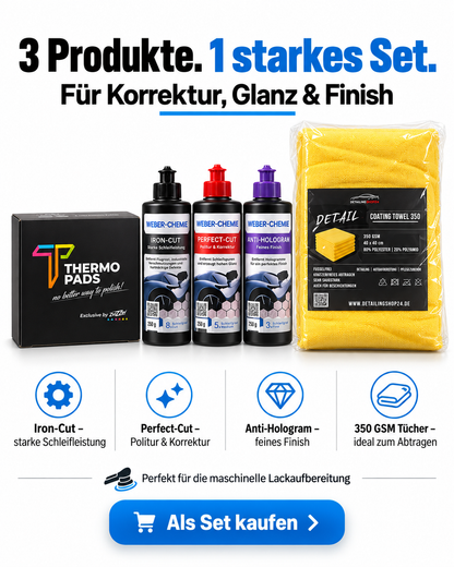 Profi Politur Set – ZviZZer 125 mm Sample Box+ Weber-Chemie Polituren + Detail X 350 GSM Tücher