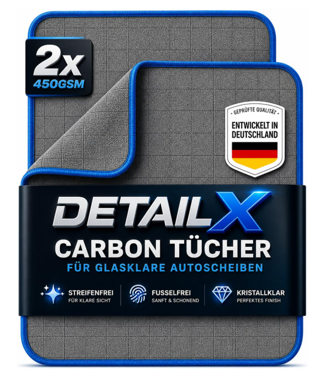 Detail X Carbon Glastücher – 2er Pack für streifenfreie Glasreinigung