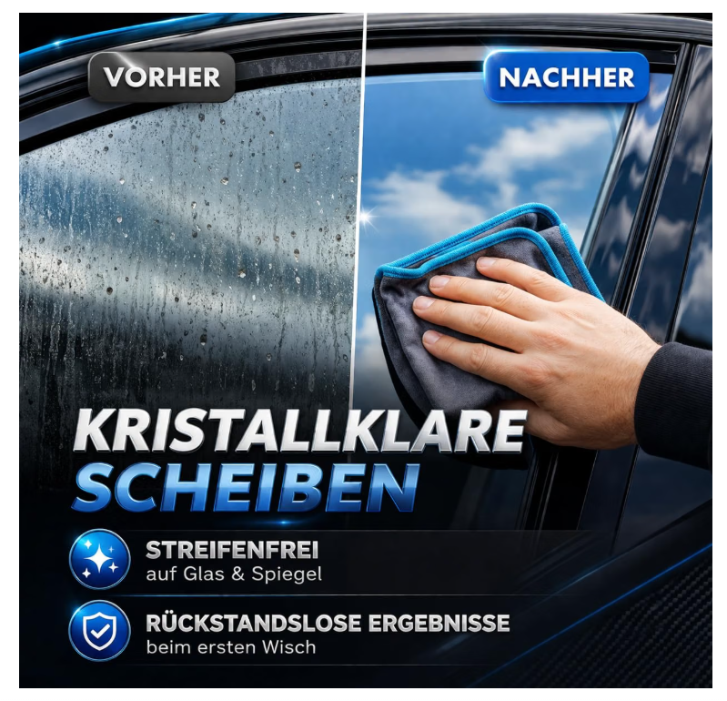 Detail X Carbon Glastücher – 2er Pack für streifenfreie Glasreinigung