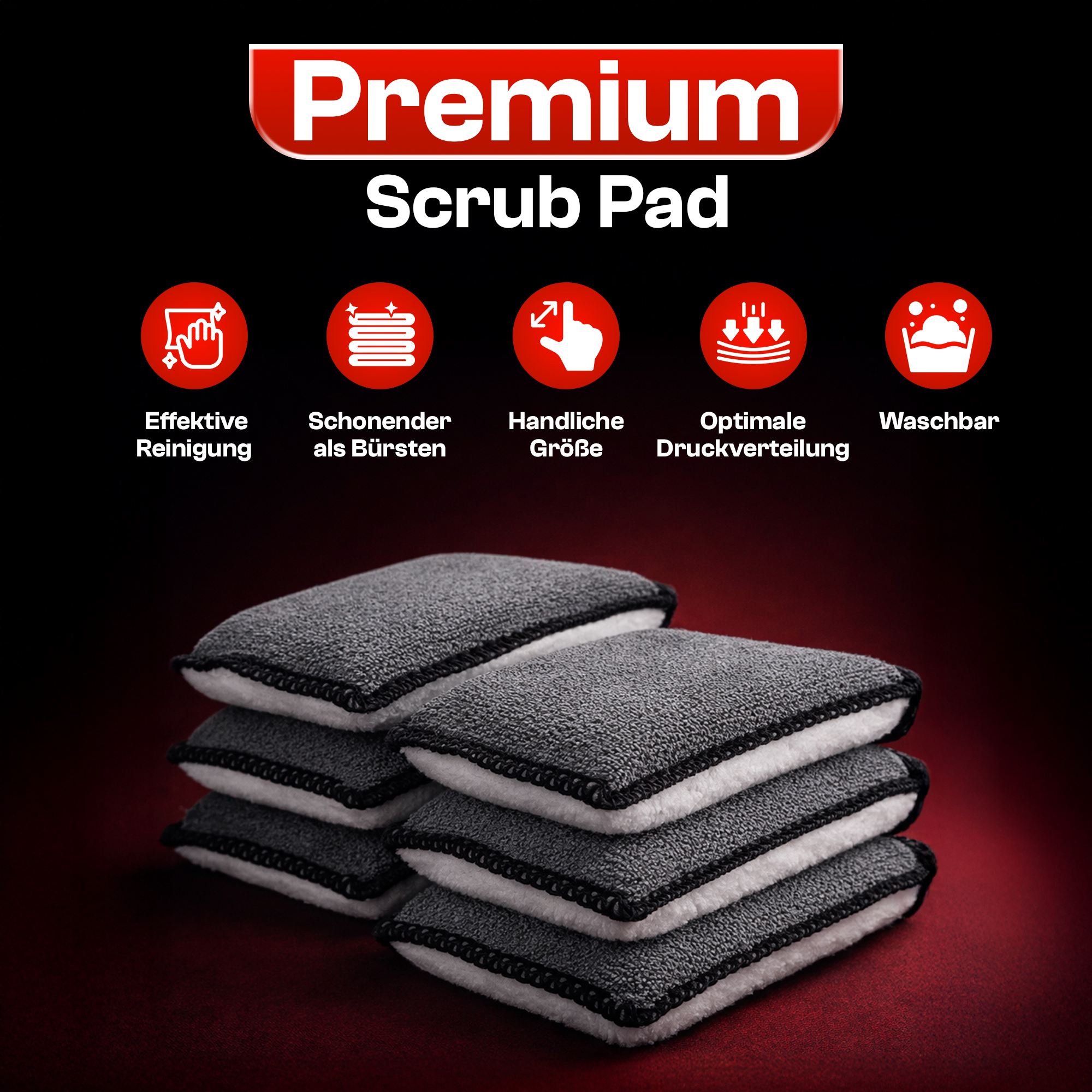Detail X Innenraum Scrub Pad 4er Set Auto Reinigungspads für Kunststoff Leder – Produktansicht 3
