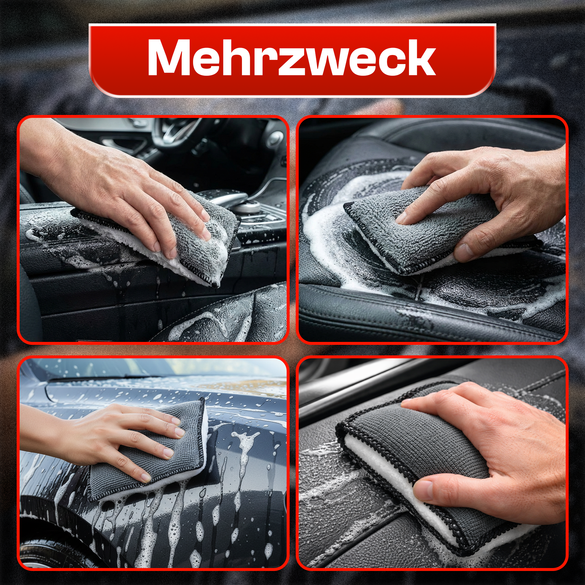 Detail X Innenraum Scrub Pad 4er Set Auto Reinigungspads für Kunststoff Leder – Produktansicht 7