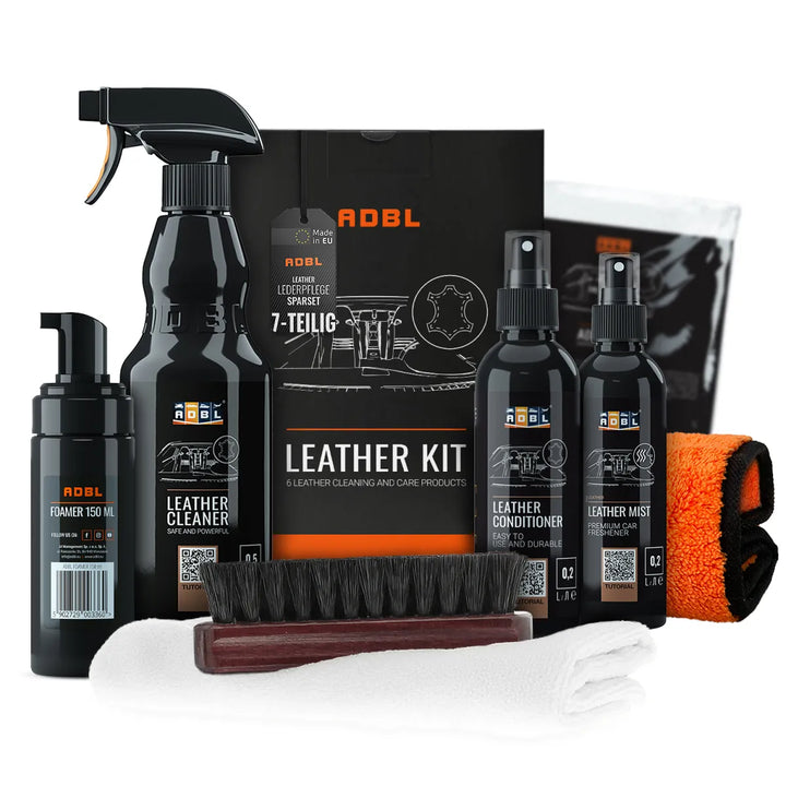 ADBL Lederpflege Set 8-teilig inkl. Poliertuch Auto Leather Kit