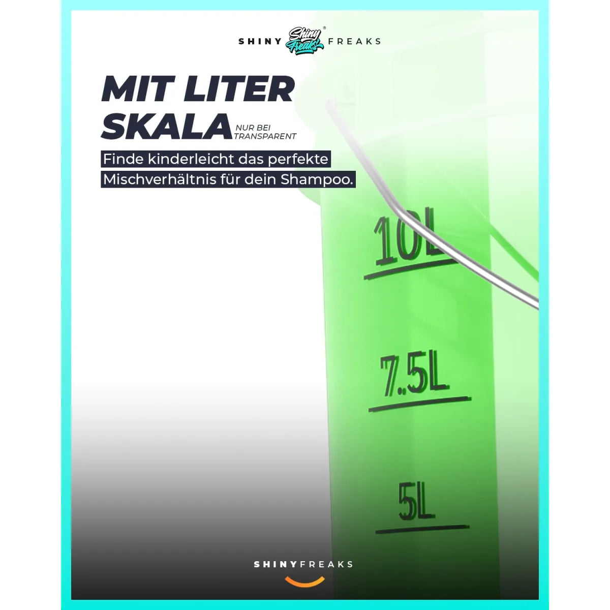 ChemicalWorkz Performance Bucket Grün Transparent – Liter-Skala Detail