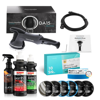 chemicalworkz Poliermaschinen Set DA15 Pro Brushless mit Sonax und Zubehör 16-teilig