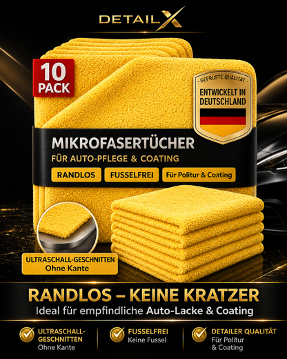 Detail X Mikrofasertücher 10er Set – 350 GSM Poliertücher 40×40 cm für Autopflege, Politur – Produktansicht 2