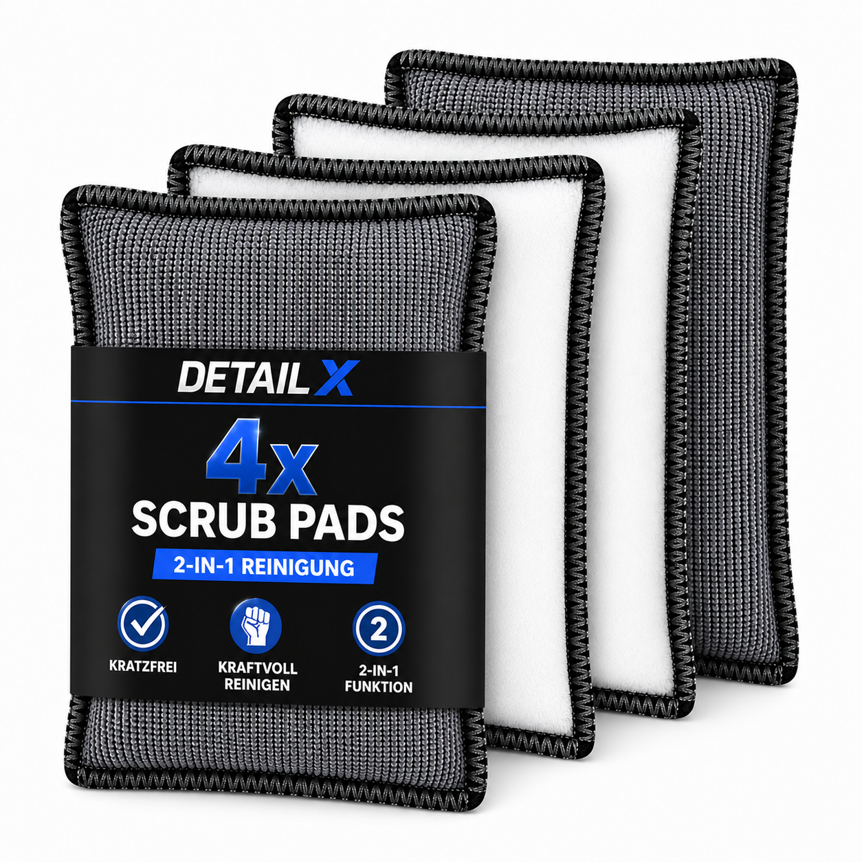 Detail X Innenraum Scrub Pad 4er Set Auto Reinigungspads für Kunststoff Leder