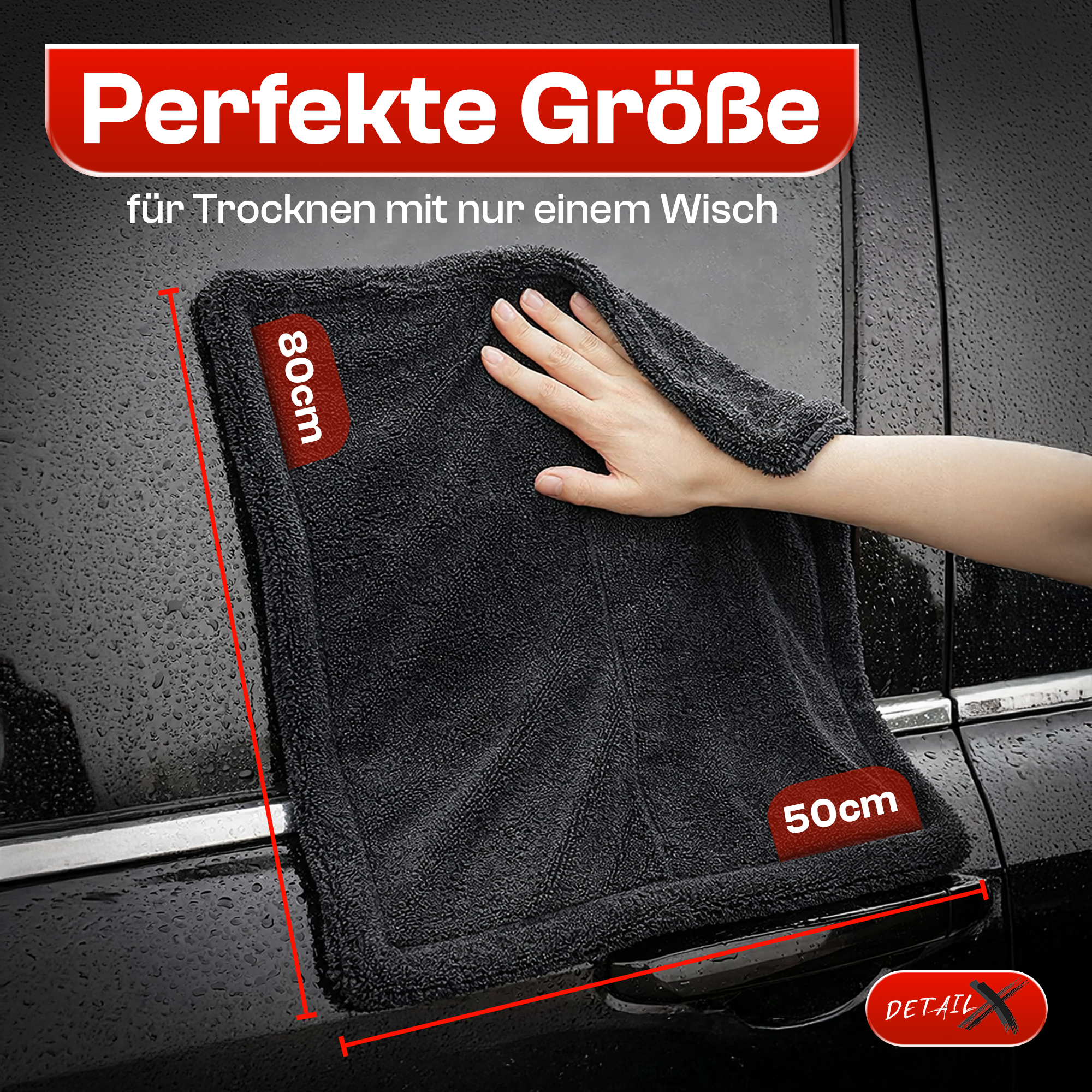 Detail X Premium Trockentuch Mikrofaser 1400 GSM 80x50cm randlos Auto – Produktansicht 3