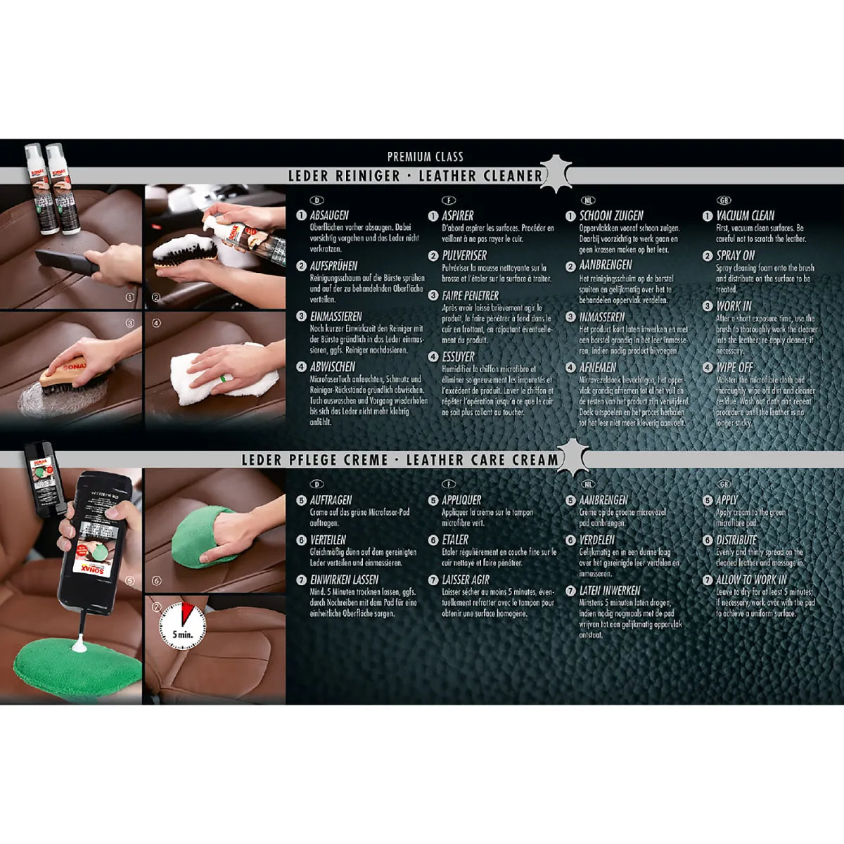 SONAX Leder Pflege Set 7-teilig Auto Lederreiniger & Lederpflege Komplett – Produktansicht 4